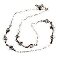 Sterling silver station necklace,