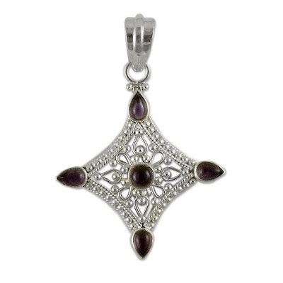 Amethyst pendant, Jaipur Blossom