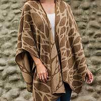 Reversible alpaca blend ruana cape,