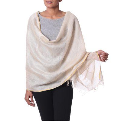 Tussar silk shawl, Beige Diva