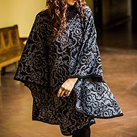 Alpaca blend reversible poncho,