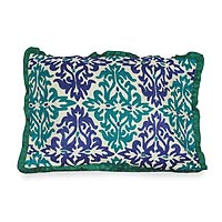 Embroidered cushion cover, 'Cool Flames' - Unique Embroidered Cushion Cover