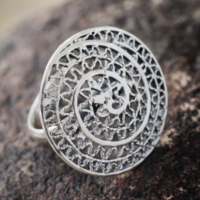 Sterling silver cocktail ring, Swirl