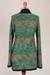 100% alpaca cardigan, 'Green Diamonds' - 100% Alpaca Wool Cardigan with Buttons from Peru (image 2f) thumbail