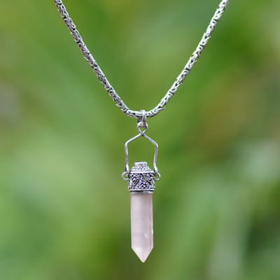 Quartz and amethyst pendant necklace, Precious Amulet