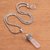 Quartz and amethyst pendant necklace, 'Precious Amulet' - Sterling Silver Amethyst and Clear Quartz Amulet Necklace (image 2b) thumbail