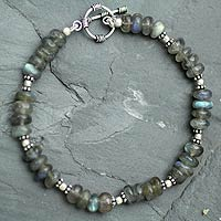 Labradorite beaded bracelet, 'Indian Rainbow' - Hand Crafted Beaded Labradorite Bracelet