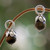 Tiger's eye earring charms, 'Budding Luck' - Tiger's Eye and Sterling Silver Flower Earring Charm thumbail