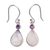 Rainbow moonstone and amethyst dangle earrings, 'Alwar Palace' - Rainbow Moonstone and Amethyst Earrings from India thumbail