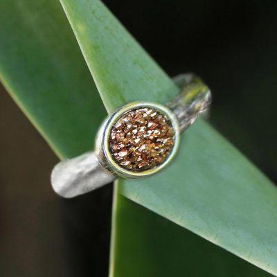 Brazilian drusy agate ring, Samba Copper
