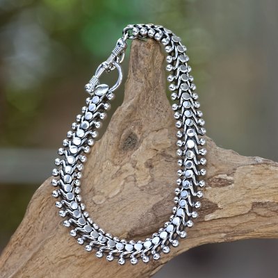 Sterling silver link bracelet, Centipede Crawl