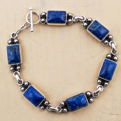 Lapis lazuli link bracelet, Seven Seas (6.5 inch)