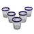Juice glasses, 'Short Cobalt Groove' (set of 5) - Hand Blown Juice Glasses Set of 5 Blue Rim Mexico (image 2a) thumbail