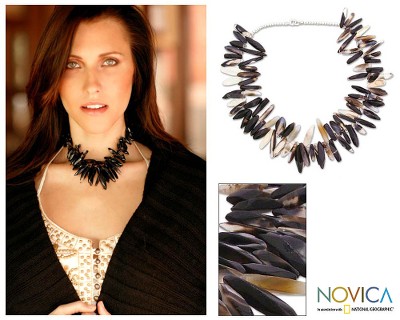 Onyx statement necklace, Tribal Dance