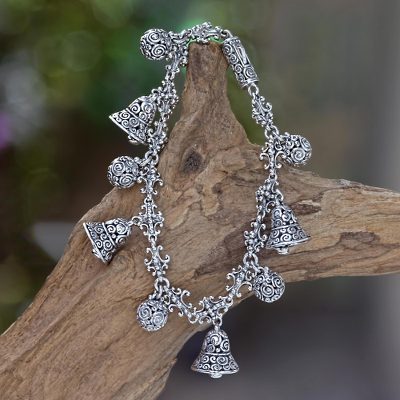 Sterling silver charm bracelet, Singing Bells