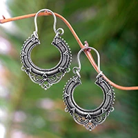 Sterling silver hoop earrings, 'Complexity' - Sterling Silver Hoop Earrings