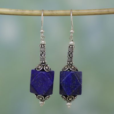 Lapis lazuli dangle earrings, Blue Goddess