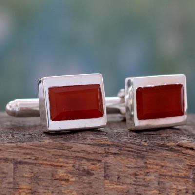 Red onyx cufflinks, Sunset Muse