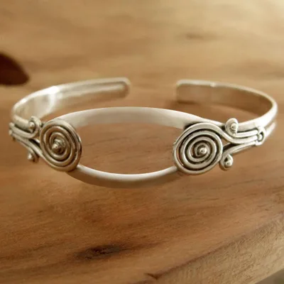 Sterling silver cuff bracelet, Simple Attraction