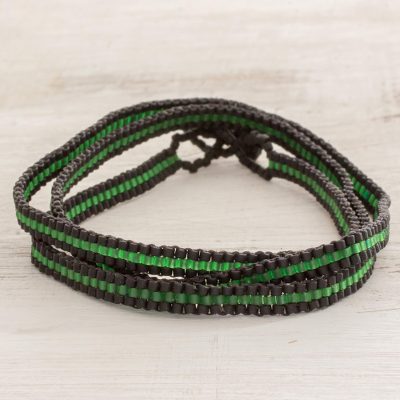 Beaded wrap bracelet, Field Stripes