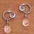 Quartz and rainbow moonstone dangle earrings, 'Temple Hoops' - Quartz and Rainbow Moonstone Dangle Earrings from Bali (image 2b) thumbail