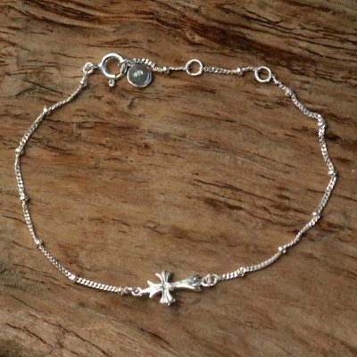 Sterling silver pendant bracelet, Simple Cross