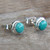 Sterling silver stud earrings, 'Blue Moons' - Silver and Reconstituted Turquoise Stud Earrings (image 2b) thumbail