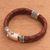 Men's leather braided wristband bracelet, 'Temple Waterfall' - Men's Brown Leather Braided Double Wristband Bracelet (image 2b) thumbail