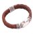 Men's leather braided wristband bracelet, 'Temple Waterfall' - Men's Brown Leather Braided Double Wristband Bracelet (image 2d) thumbail