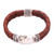 Men's leather braided wristband bracelet, 'Temple Waterfall' - Men's Brown Leather Braided Double Wristband Bracelet (image 2e) thumbail