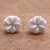 Bone stud earrings, 'Glorious Jepun' - Frangipani Flower Bone Stud Earrings from Bali thumbail