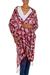 Batik silk shawl, 'Wine in the Garden' - Burgundy Silk Hand Stamped Floral Batik Shawl from Bali (image 2a) thumbail
