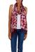 Batik silk shawl, 'Wine in the Garden' - Burgundy Silk Hand Stamped Floral Batik Shawl from Bali (image 2c) thumbail