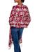 Batik silk shawl, 'Wine in the Garden' - Burgundy Silk Hand Stamped Floral Batik Shawl from Bali (image 2d) thumbail