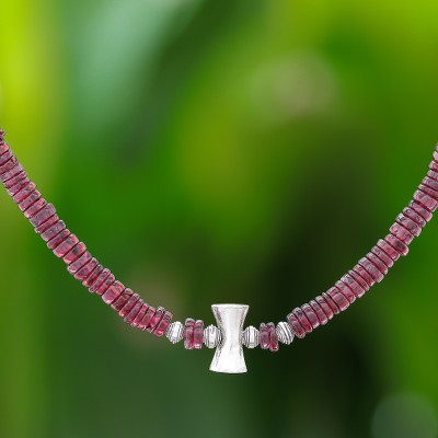 Garnet beaded necklace, Velvety Love