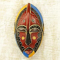 African wood mask, 'Uzoma' - Hand Carved Wooden Igbo Mask