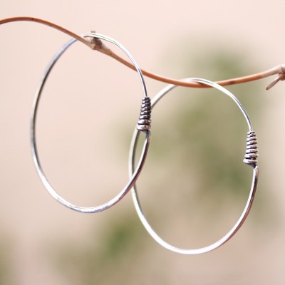 Sterling silver hoop earrings, Spiral Tails