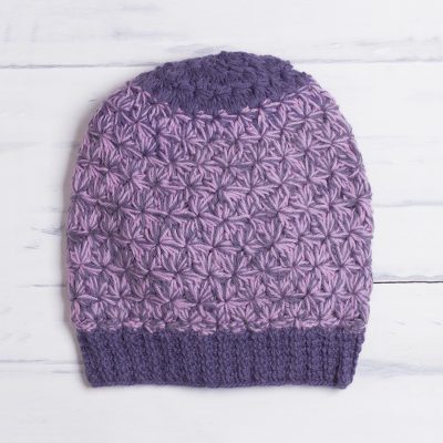 100% baby alpaca hat, Violet Delight
