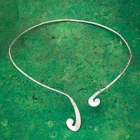 Sterling silver collar necklace, 'Andean Melody' - Sterling Silver Collar Necklace