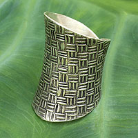 Sterling silver wrap ring, 'Woven Touch' - Modern Sterling Silver Wrap Ring from Thailand
