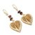 Gold plated garnet dangle earrings, 'Passionate Devotion' - Handcrafted Gold Plated Filigree Heart Earrings (image 2a) thumbail
