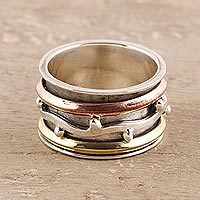 Sterling silver spinner ring, 'Delightful Union' - Sterling Silver Spinner Ring from India