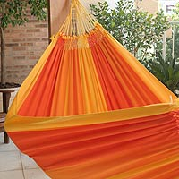 Cotton hammock, 'Brazilian Summer' (double) - Fair Trade Cotton Hammock from Brazil (Double)