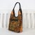 Leather accent embroidered shoulder bag, 'Sunny Pheasants' - Embroidered Birds and Flowers on Thai Shoulder Bag (image 2c) thumbail