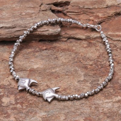 Silver anklet, Twin Fish