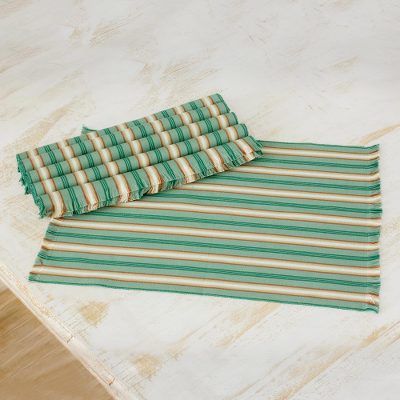 Cotton placemats, Celadon Trails (set of 6)