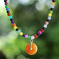 Beaded quartz choker, 'Summertime Rainbow' - Multicolored Beaded Quartz Choker from Thai Artisan