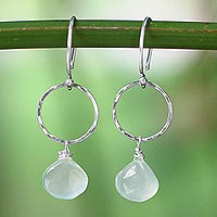 Chalcedony dangle earrings, 'Mystic Whisper' - Sterling Silver and Chalcedony Dangle Earrings