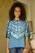 Cotton batik blouse, 'Blue Illusion' - Blue Cotton Batik Blouse Hand Crafted in Thailand (image 2) thumbail