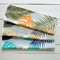 Cotton tea towels, 'Tropical Leaf' (set of 3) - Assorted Leaf Print Tea Towels (Set of 3)